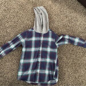 Carter's Blue and Gray Plaid Hooded Shirt
